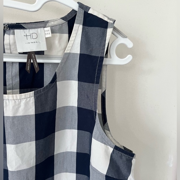 Hd In Paris Anthropologie Blue White Plaid Poplin Peplum Top size 8, EU 40 - Picture 7 of 11